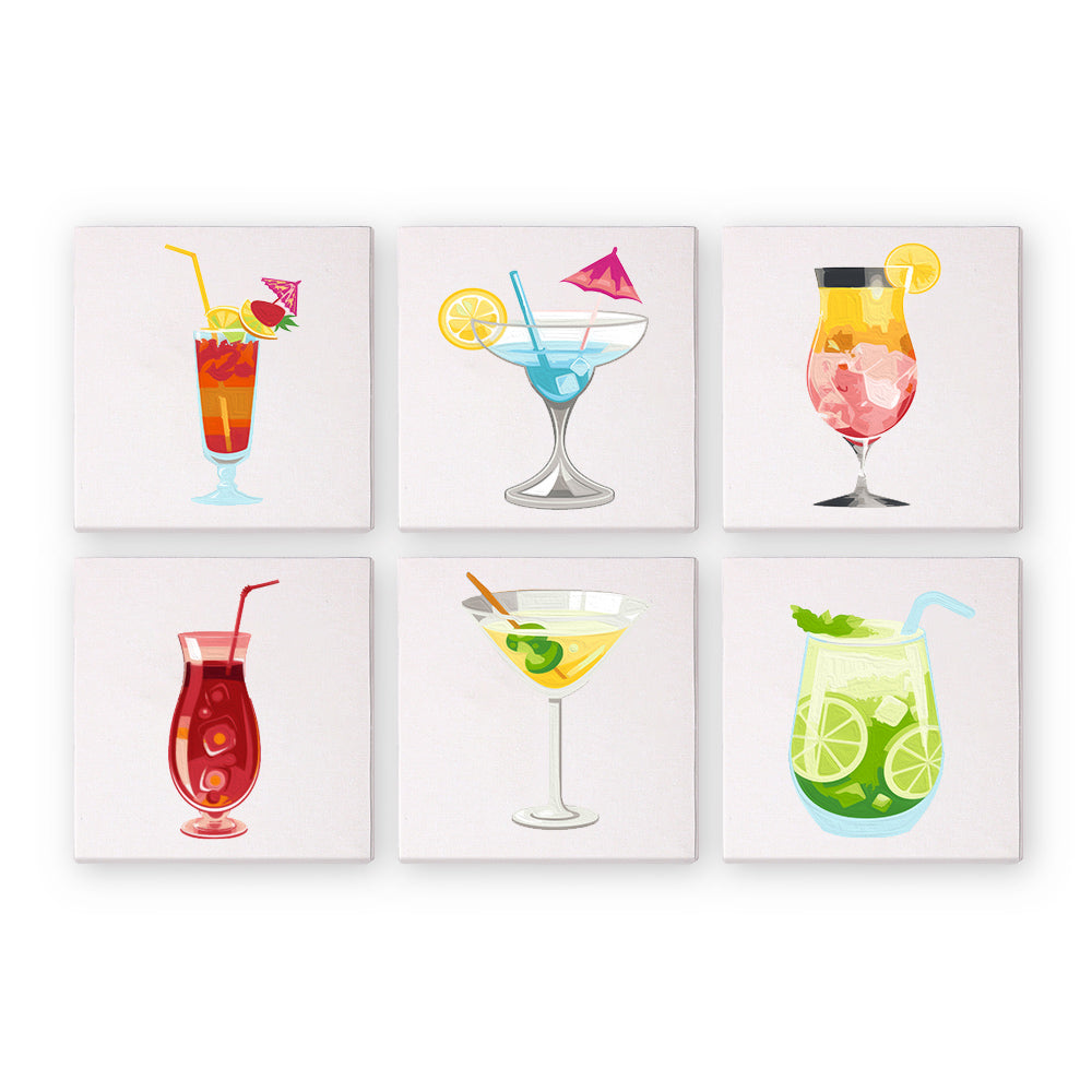 Drinks - 6 mini paint by number sets