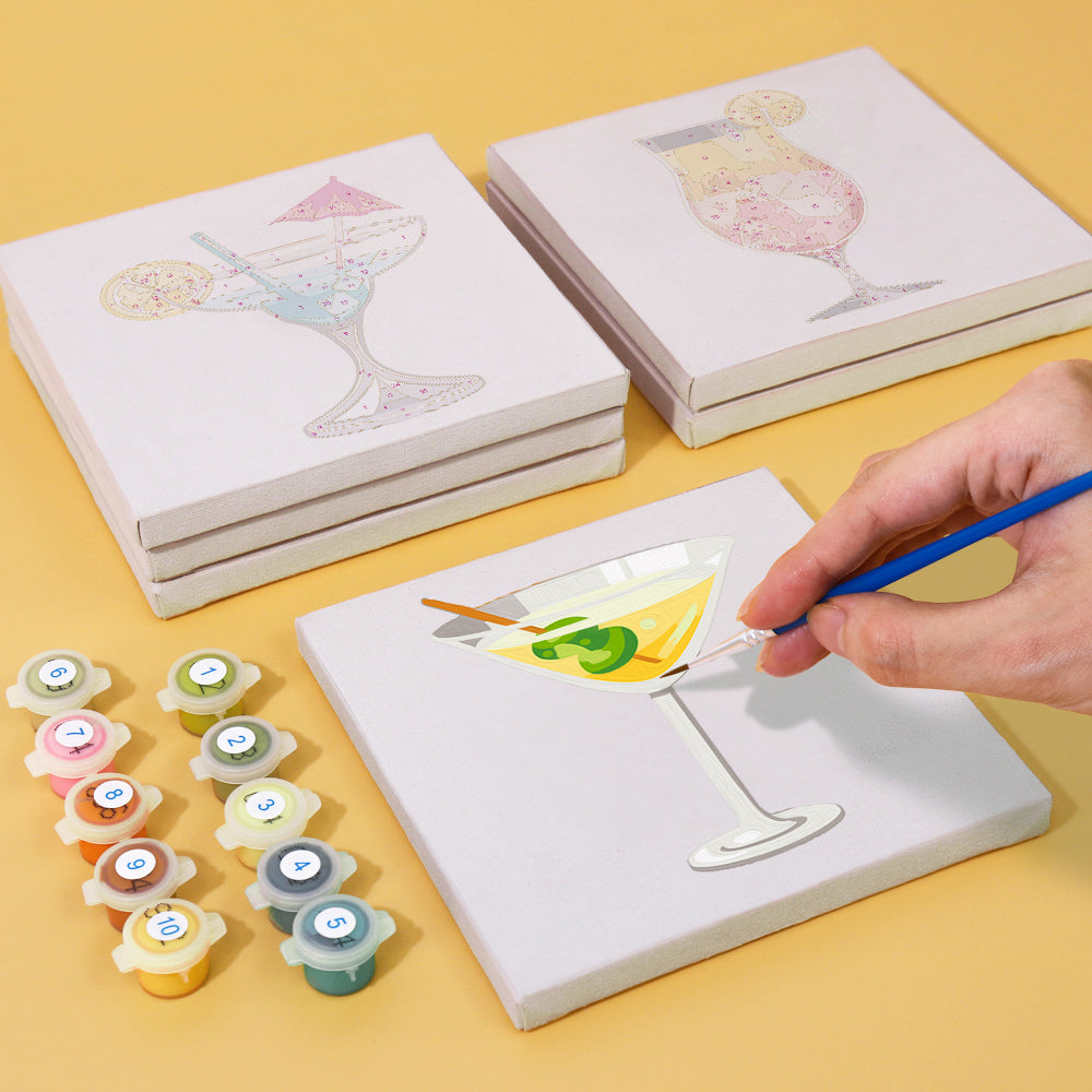 Drinks - 6 mini paint by number sets