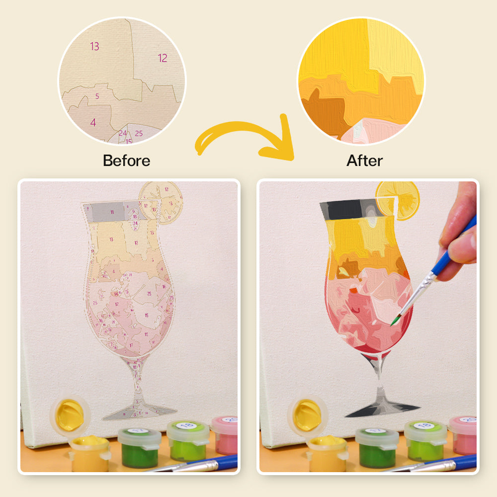 Drinks - 6 mini paint by number sets