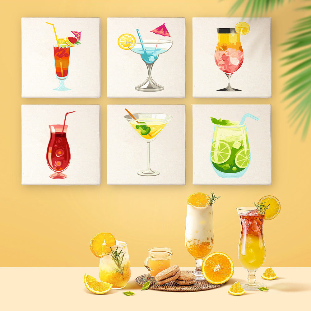 Drinks - 6 mini paint by number sets