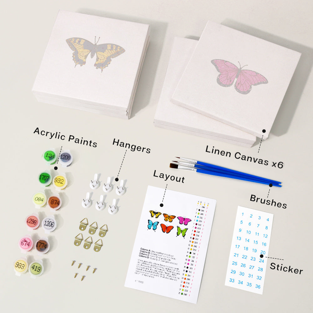 Butterflies - 6 mini paint by number sets