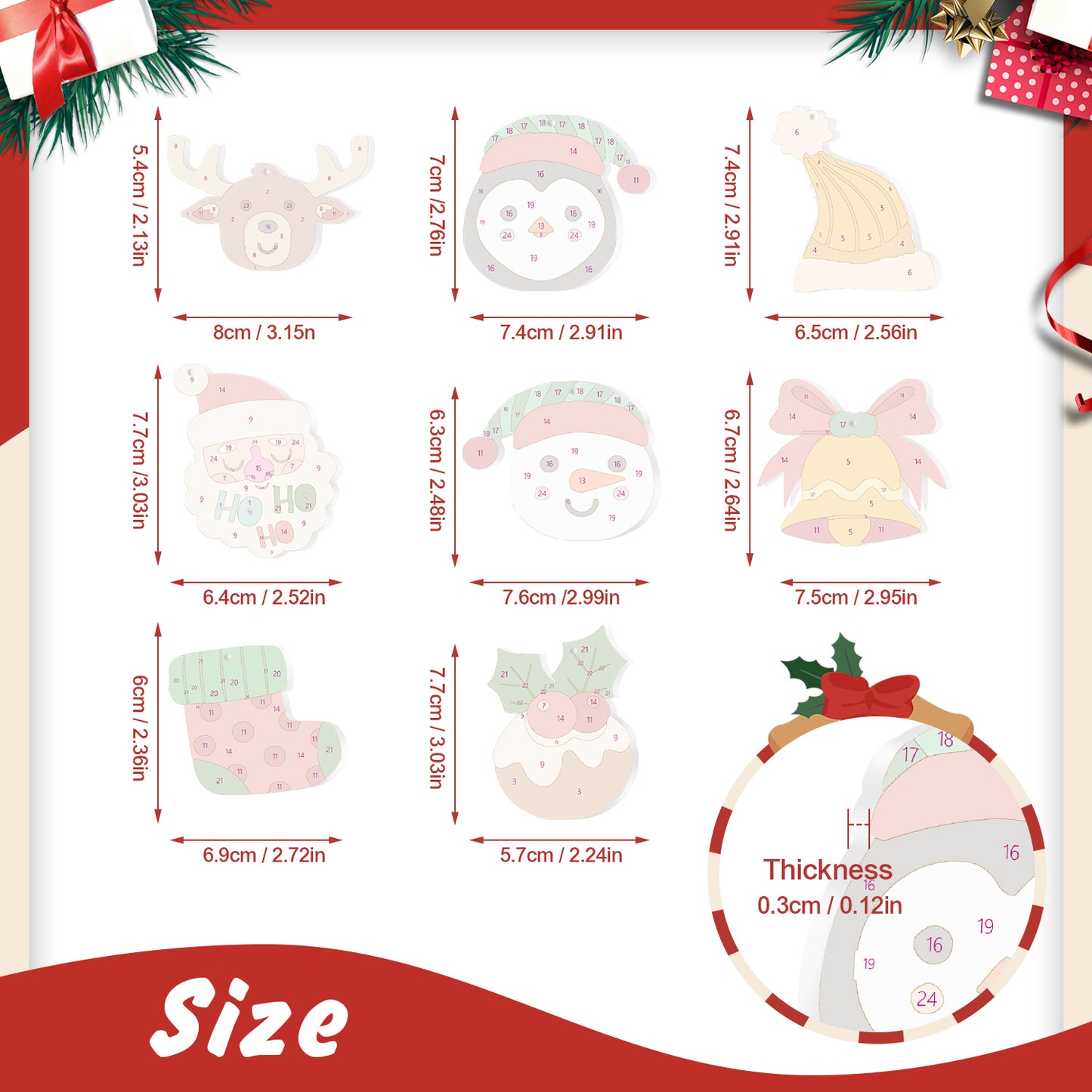 12 Christmas decoration 8pcs