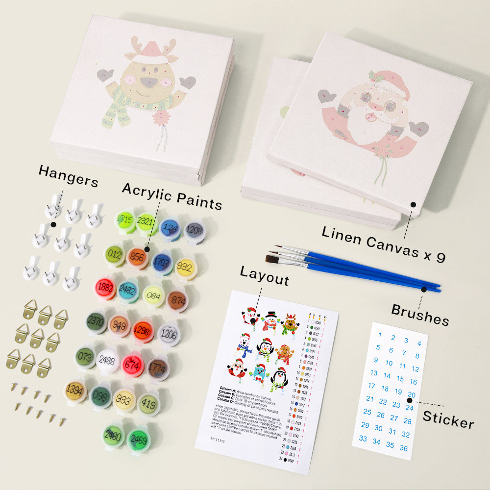 Christmas - 9 mini paint by number sets