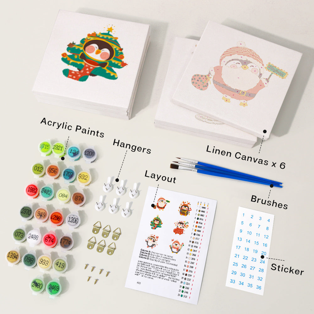 Christmas - 6 mini paint by number sets