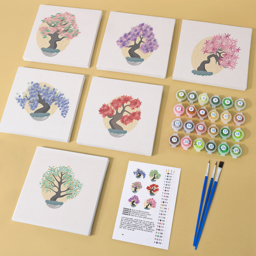 Trees - 6 mini paint by number sets