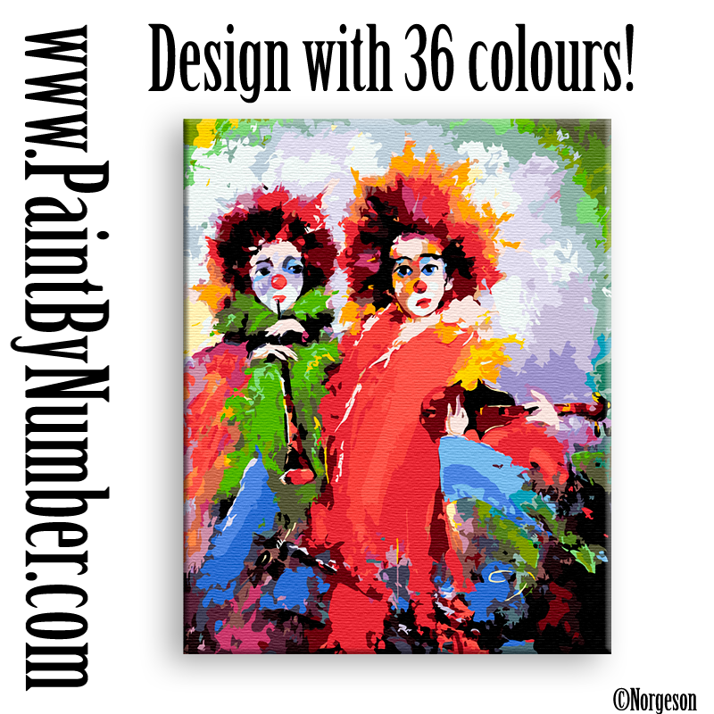 Two clowns with a violin and a pipe
