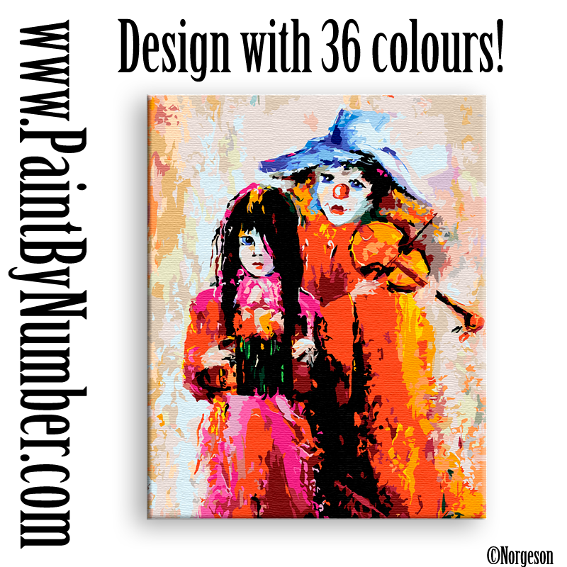 Clowns with a violin and a accordion