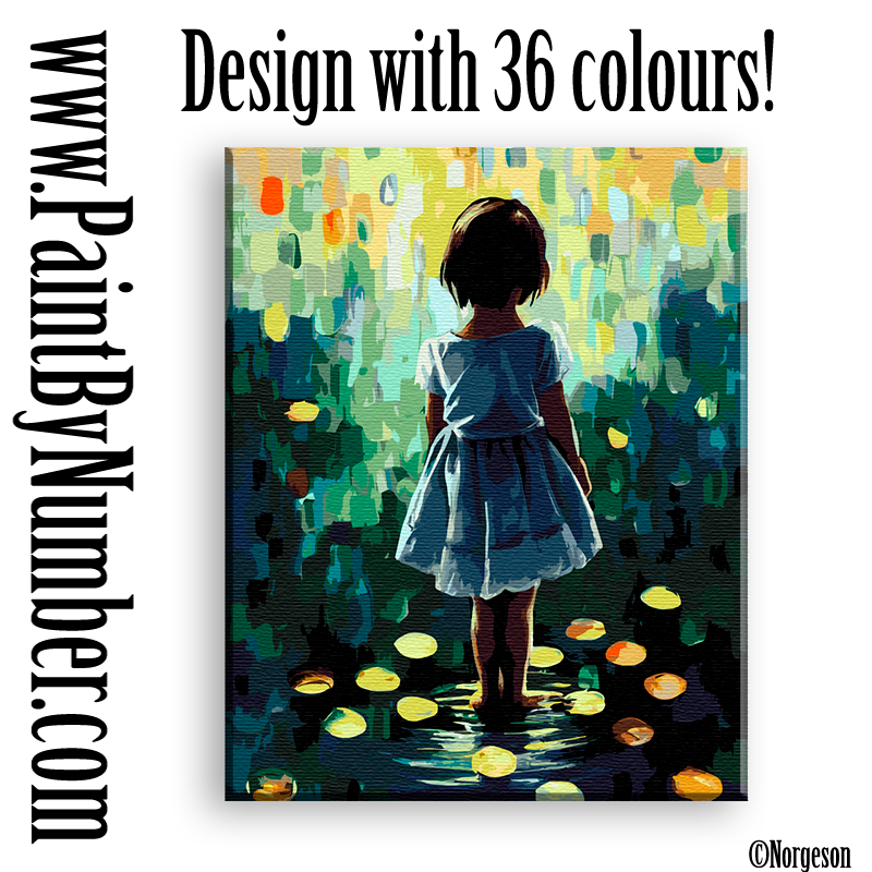 Girl in autumn puddle