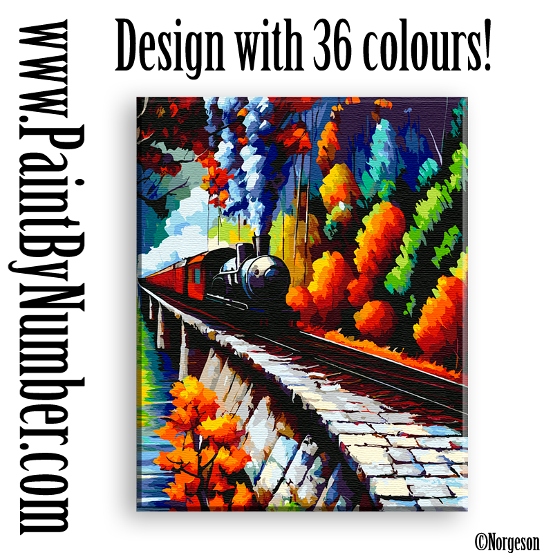 Steam locomotive in autumn forest
