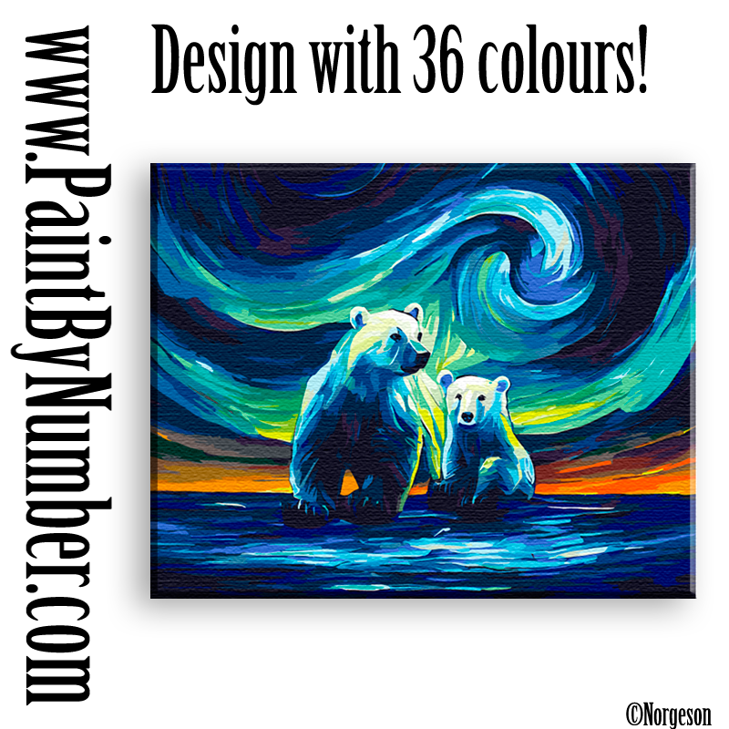 Aurora borealis over polar bears